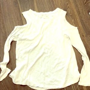 Sol Angles cold shoulder white long sleeve top
